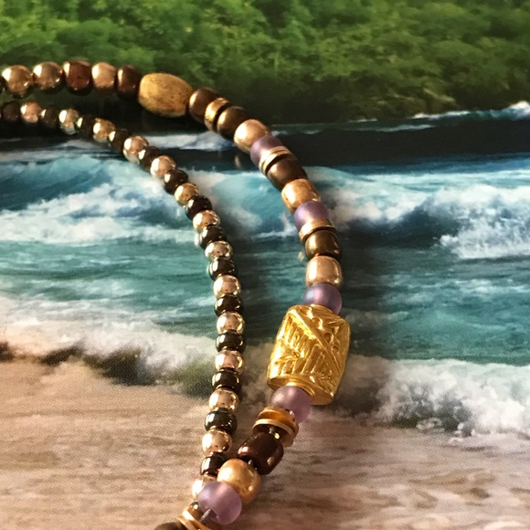 Anklet Bracelet Customized Gold Flower Mauve Brown Black Beads New - Picture 3 of 6